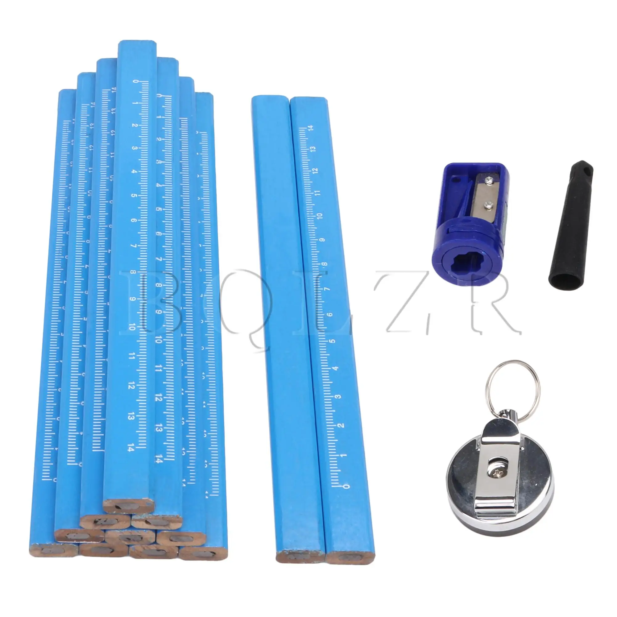 

BQLZR Blue Flat Carpenter Marking Pencils with Sharpener Set of 12