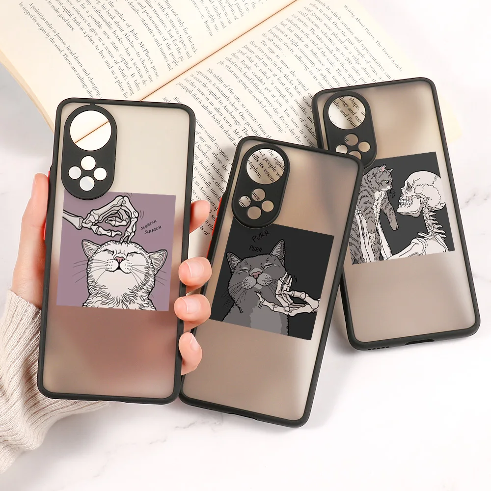 

Cartoon Cat Phone Case For Huawei Honor 50 Case P30 Pro P40 P50 Lite Pro Case Funda Honor 10i 10X Lite 8X 9A 20 50 Pro SE Cover