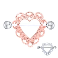 delysia king punk women heart shaped nipple ring exquisite flower hollowed out body piercing jewelry