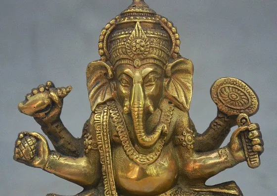 YM 311 4&quot Old Tibet Buddhism Bronze Ganapati Ganesh Lord Ganesha Elephant Buddha Statue | Дом и сад