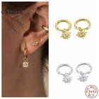 Автоклав реальные 925 стерлингового серебра серьги-кольца для женщин Роскошные ювелирные изделия циркон пирсинг серьга ухо пряжкой серьги ювелирные изделия Pendientes