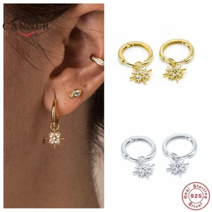 Автоклав реальные 925 стерлингового серебра серьги-кольца для женщин Роскошные ювелирные изделия циркон пирсинг серьга ухо пряжкой серьги ювелирные изделия Pendientes