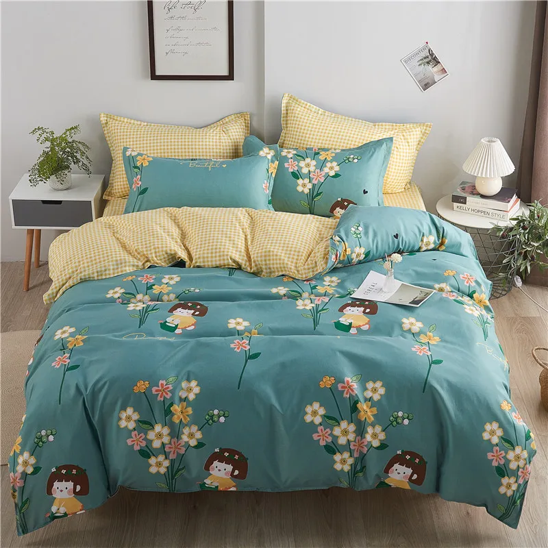 

bedding set quilt cover sheet pillowcase geometric stripes family size 150*200cm single