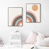 abstract rainbow sunshine sun nordic style minimalist childrens room home wall painting modern frameless print canvas poster