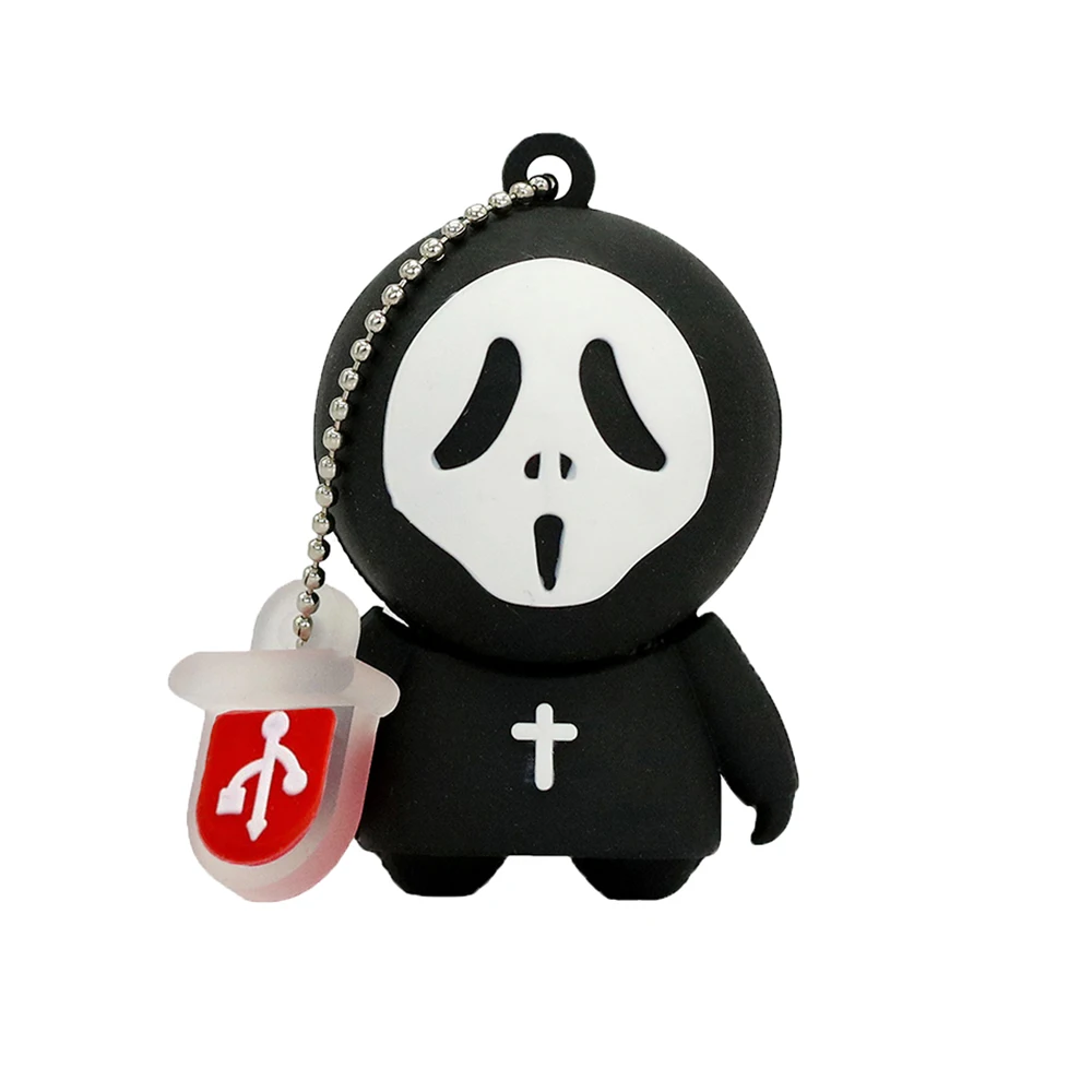 Skull/demon/ghost/Grim Reaper Flash Drive 32 Гб 64 ГБ 4 ГБ 16 8 256 ГБ Флешка мини флеш-накопитель USB2.0 реальная емкость cle usb подарок - Цвет: Black-1