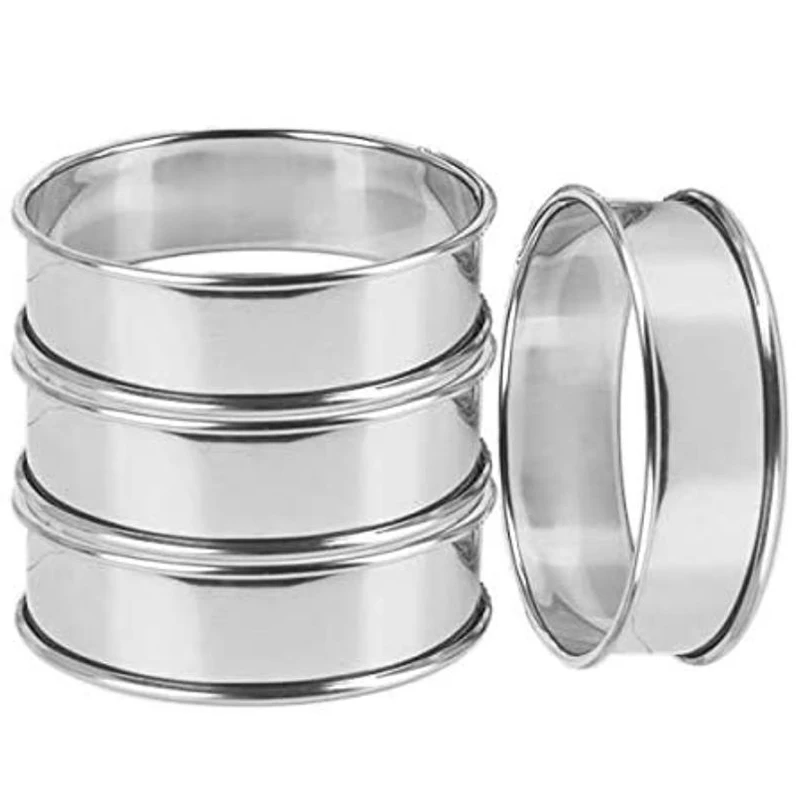 

Double Rolled Tart Rings, English Muffin Rings Professional Crumpet Rings Set of 4
