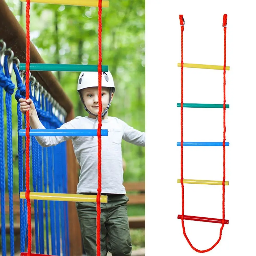 

Rainbow Climbing Rope Ladder For Kids Wooden Hanging Ladder For Outdoor Rings Swing Games Swing Set Climbing Ladder Dropshipping
