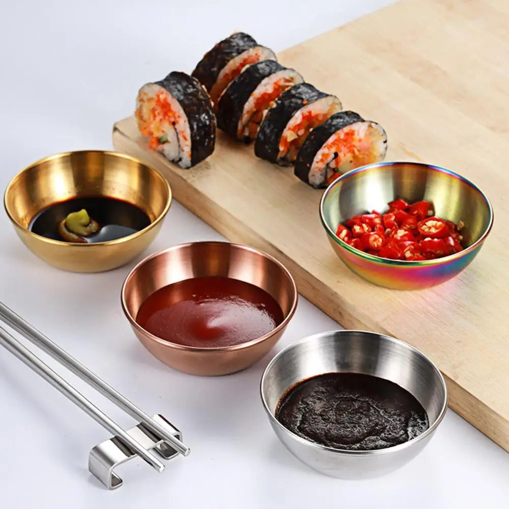 

Hot Sales!! Seasoning Dish Round Rust-proof Stainless Steel Household Small Metal Sauce Plate for Home