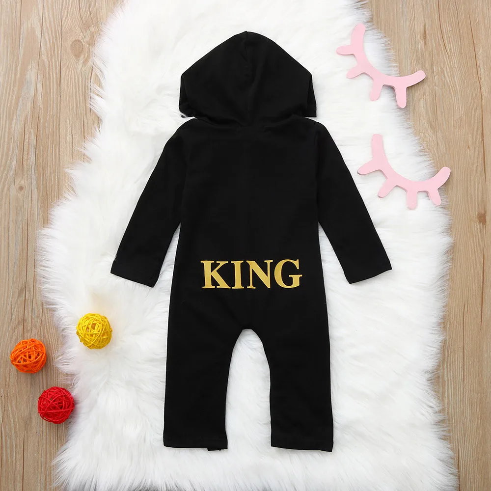 Одежда для новорожденных маленьких мальчиков с капюшоном комбинезон надписью и