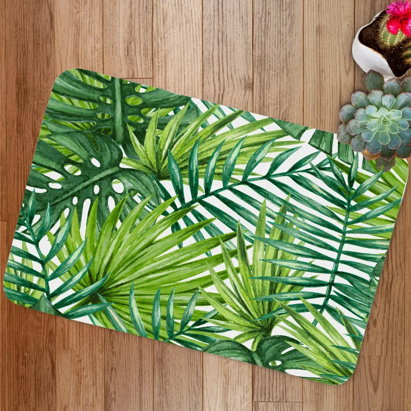 

Фланелевый напольный коврик с принтом тропических растений, водопоглощающий и Противоскользящий коврик для ванной и туалета