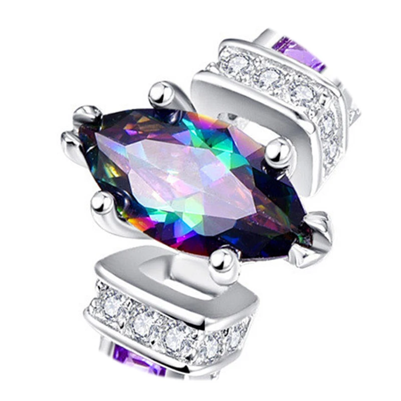 

10x5mm Zircon Covered 925 Silver Plating Copper Rings for Women Size of 6-10