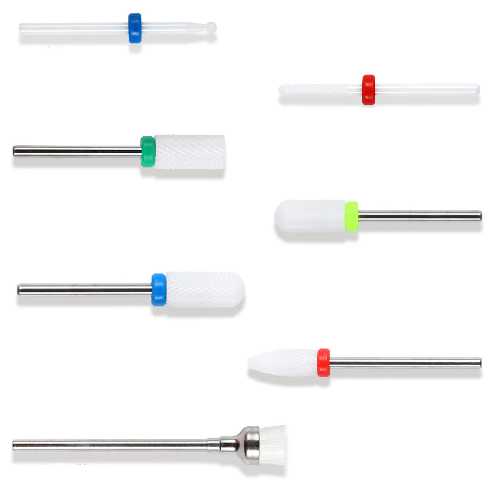 

7PC Ceramic Nail Drill Bits Set Diamond Nail Milling Cutter Set Manicure Pedicure Tungsten Carbide Bits Electric Nail Drill File
