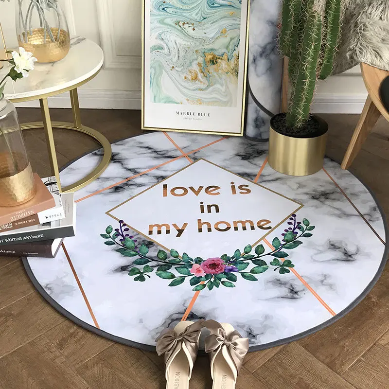 Детский круглый ковер синий серый с принтом звезды Луны для комнаты бархатный