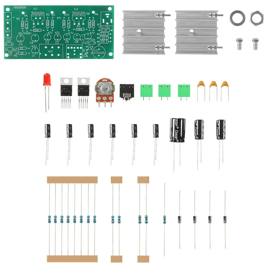 Двухканальный 2 0 AC 12V 15W Audio TDA2030A модуль Hi-Fi стереоусилитель AMP Board DIY Kit | Электроника