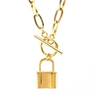 100% из нержавеющей стали замок переключения ожерелья Золотосеребристого цвета с металлическими вставками и Сверхмощные цепи ожерелье-чокер