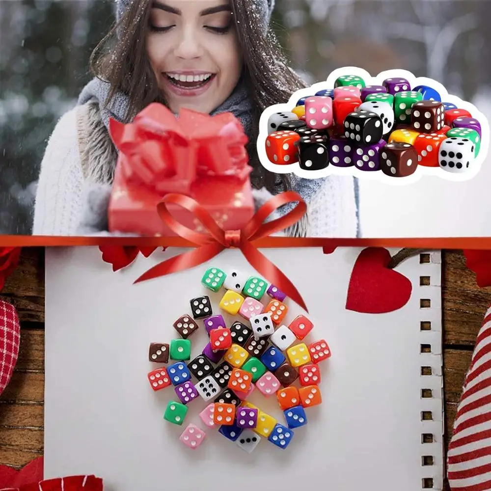 

50PCS High Quality Dice Set Colors High Quality Solid Acrylic 6 Sided Funny Game Dice For Club/Party/Family Multi Color Toys#