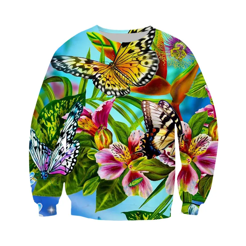 

SONSPEE Autumn New Fashion Men Women Butterfly Hoodies 3D Print Insect Sweatshirt Long Sleeve Hip Hop Street Top O Neck Pullover