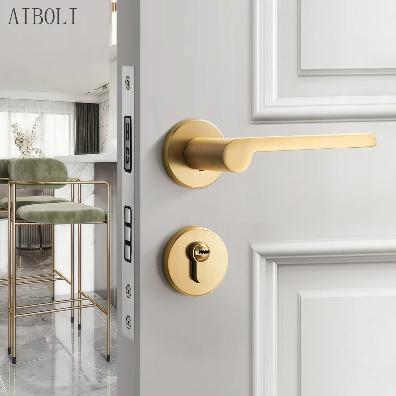 Современный скандинавский дверной замок из матового золота для спальни