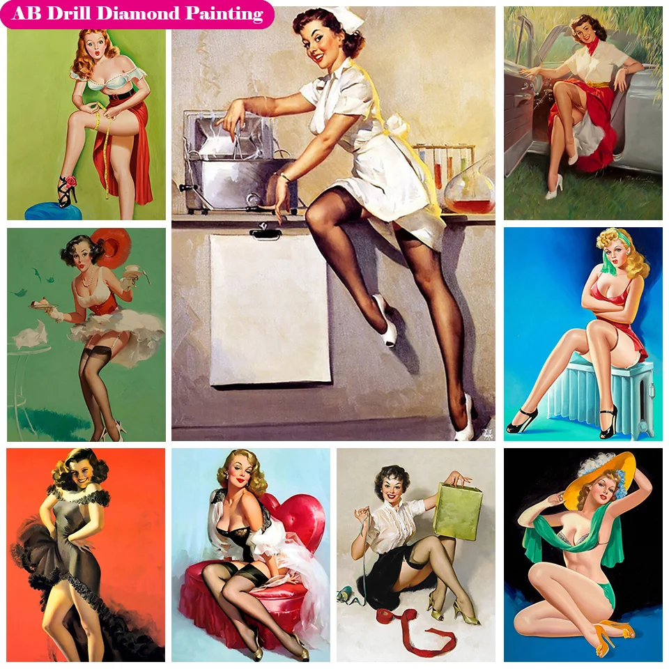 

5D DIY Zipper Bag Woman AB Drill Diamond Paintings Sexy Girl Diamonds Embroidery European and American Style Home Decor Gifts