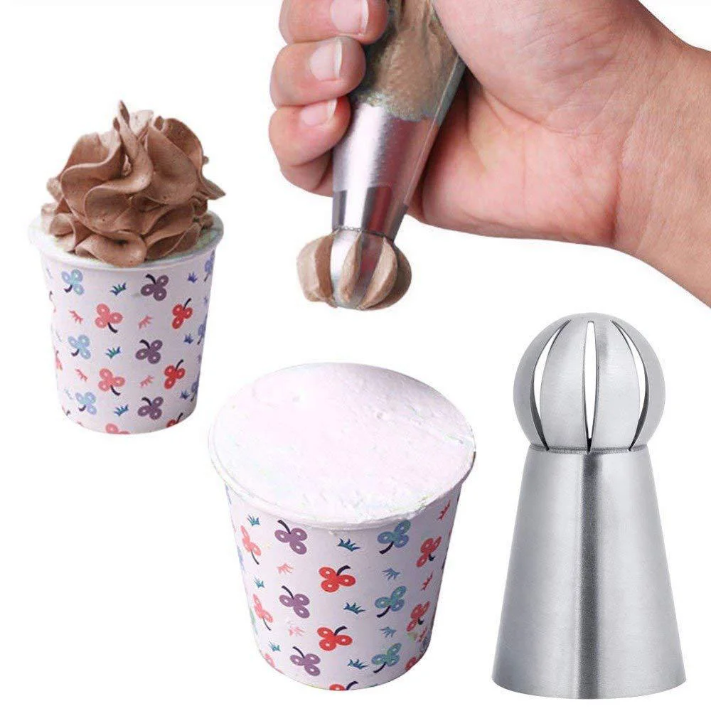 

Stainless Steel Russian Ball Torch Nozzles Icing Piping Nozzles Tips Pastry Cake Fondant Cupcake Buttercream Baking Tools Set