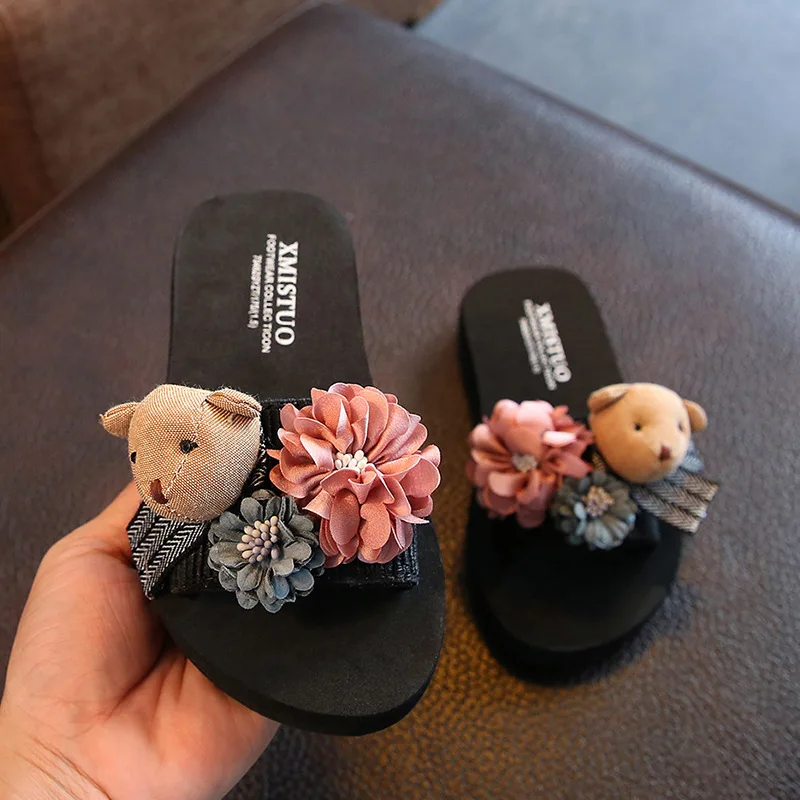 

Summer Baby Cute Cartoon Bear Flip Flop for Girls Fashionable Parent Child Mother Daughter Beach Anti Slip Children's Sandals