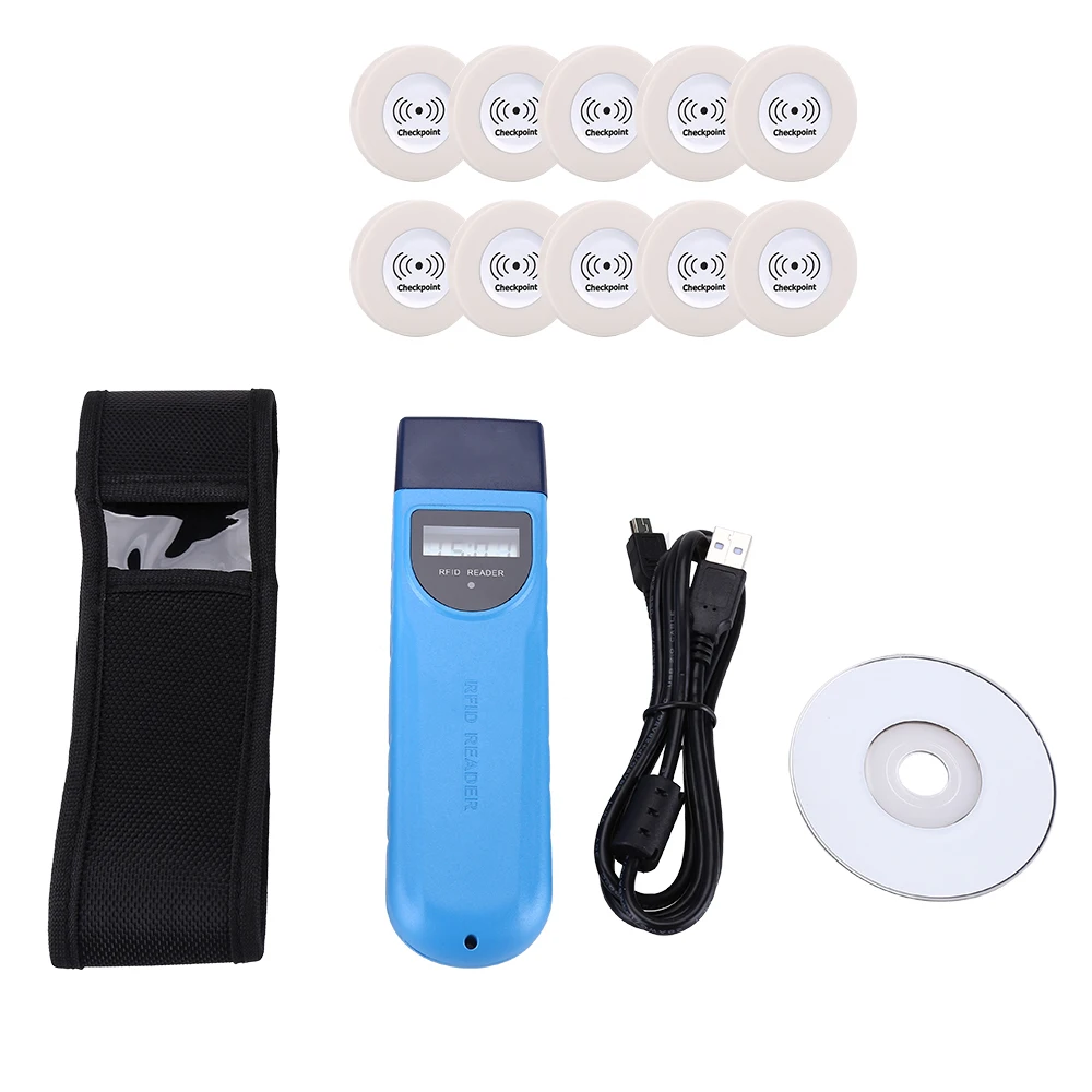 LCD Display Waterproof Anti-broken Guard Patrol Wand RFID Security Patrolling+ 10pcs RFID Checkpoint