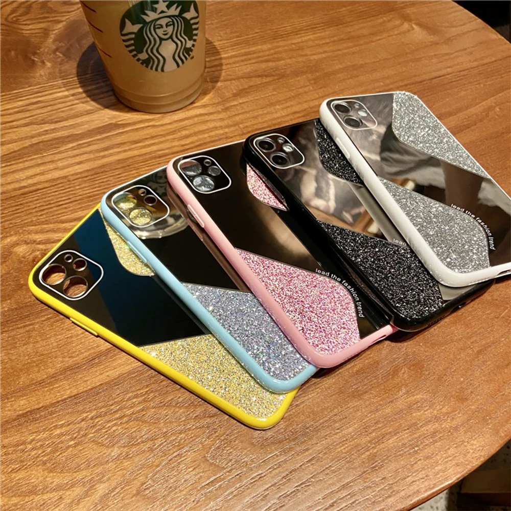 shining glitter black phone case for iphone 11 pro xr x xs max 8 7 plus 6 6s plus bling back cover for iphone 12 12 pro max free global shipping