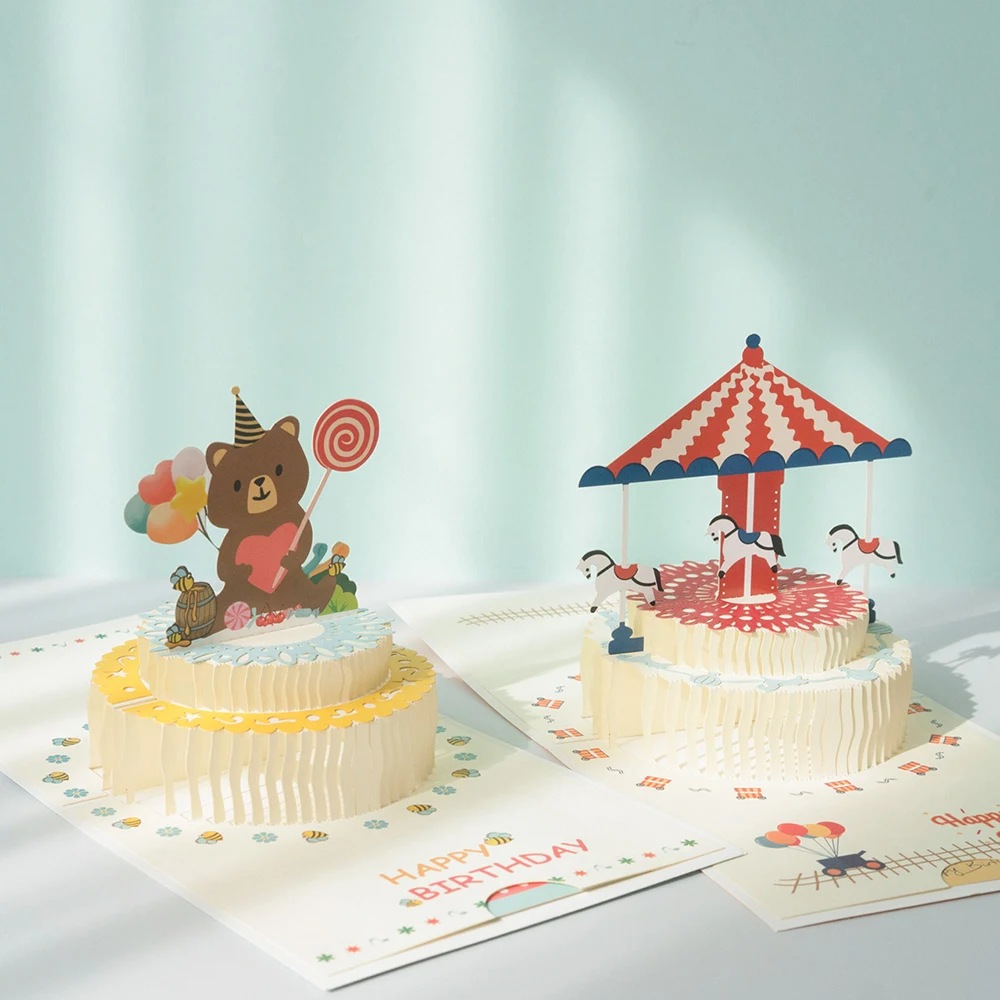 3D открытки поздравительная открытка в виде торта на день рождения с конвертом