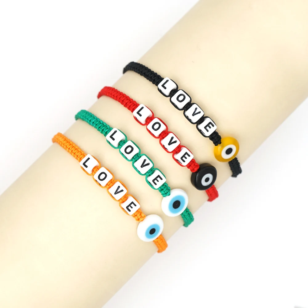 Женский летний браслет GO2BOHO регулируемый ручной работы с надписью LOVE|Плетеные