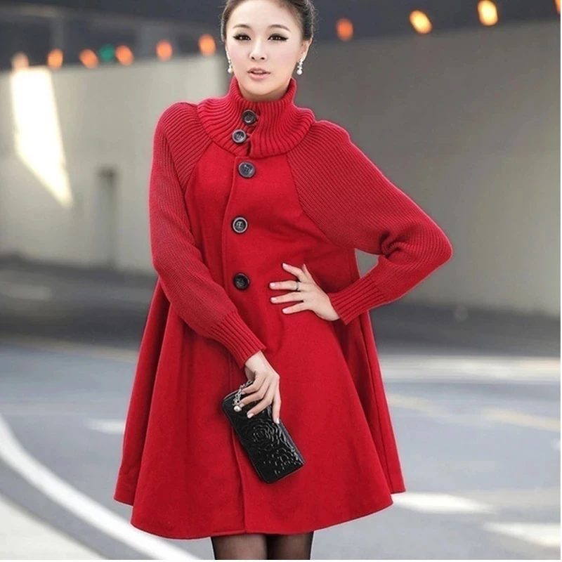

2020 women's wool blend warm long coat slim-fit lapel wool button coat autumn and winter cashmere coat