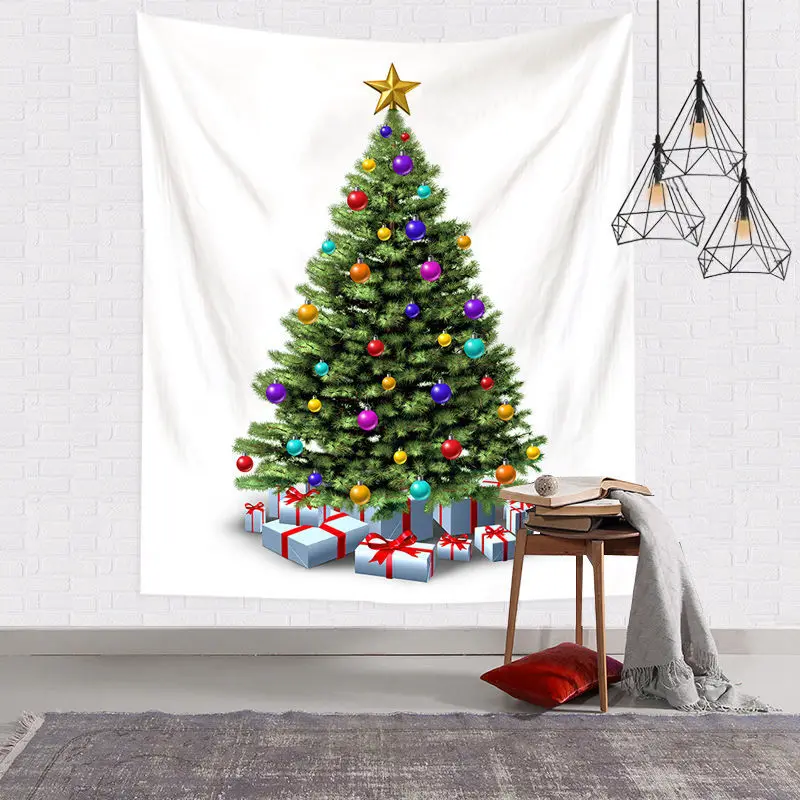 New Year Christmas Tree Essentials Tapestry Ornament Wall Hanging Cladding Posters Boho Curtain Mural Hippie Fabric Home Decor | Дом и сад