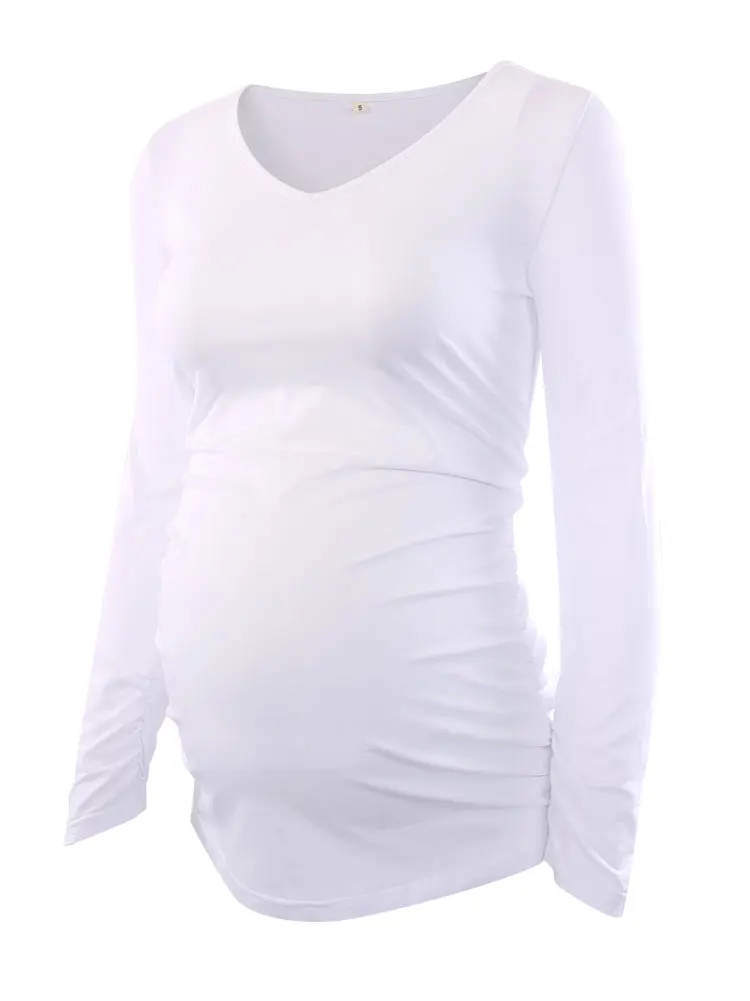 Женская туника для беременных облегающая одежда мам с оборками по бокам длинными