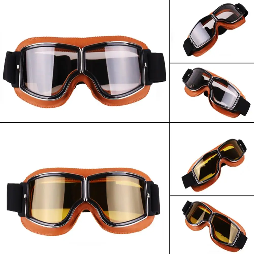 

Retro Motorcycle Goggles Glasses Classic Goggles for Bike Copper Helmet Windproof Dustproof Pilot Goggles