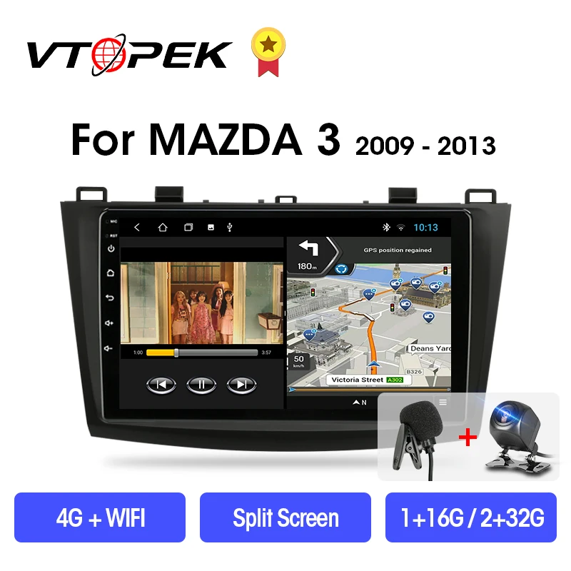 VTOPEK 2din 2+32GB Android 9.0 DSP Car Radio Multimidia Video Player Navigation GPS For Mazda 3 2009-2013 Mazda3 2 din Head Unit |
