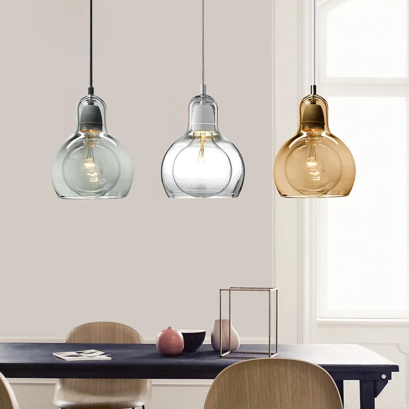 

Modern Pendant Lights Clear Amber Glass Lampshade Loft Pendant Lamps E27 220V Dinning Room Hanging Lamp Home Decoration Lighting