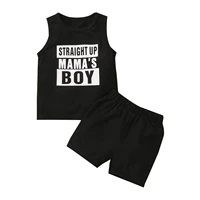 2pcs infant toddler boys two piece sets letter print sleeveless top solid shorts summer infant toddler casual outfits 6m 3t