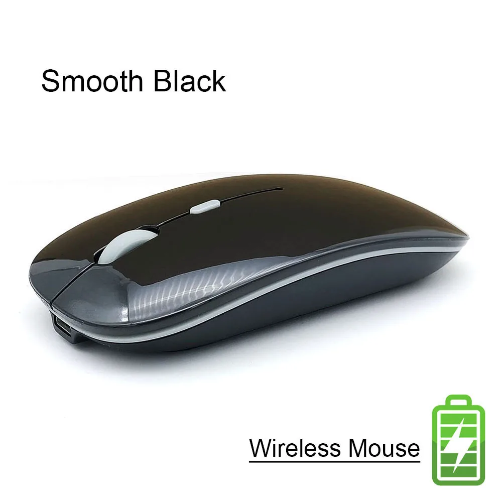 Smooth Black Bluetooth Бесшумная беспроводная мышь перезаряжаемая Встроенная батарея 2,4 ГГц USB компьютерная мышь для ПК ноутбука - Цвет: Smooth Black
