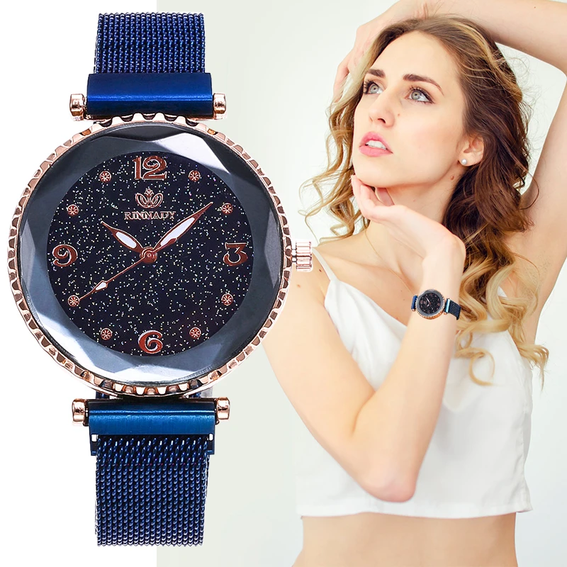 Кварцевые часы с магнитной застежкой и звездой из розового золота 2020 женские топ