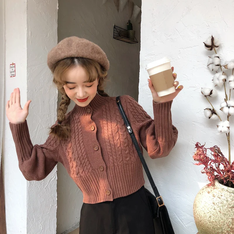 Офисный женский однотонный вязаный кардиган с длинным рукавом модный тонкий