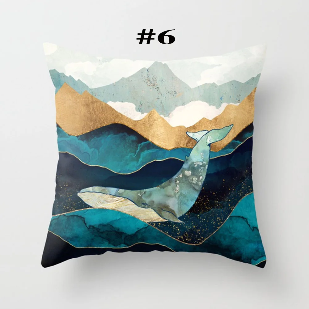 Geometric Mountain Sun Whale Creative Office Living Room 45x45cm New with 45*45cm Pillow Core | Дом и сад