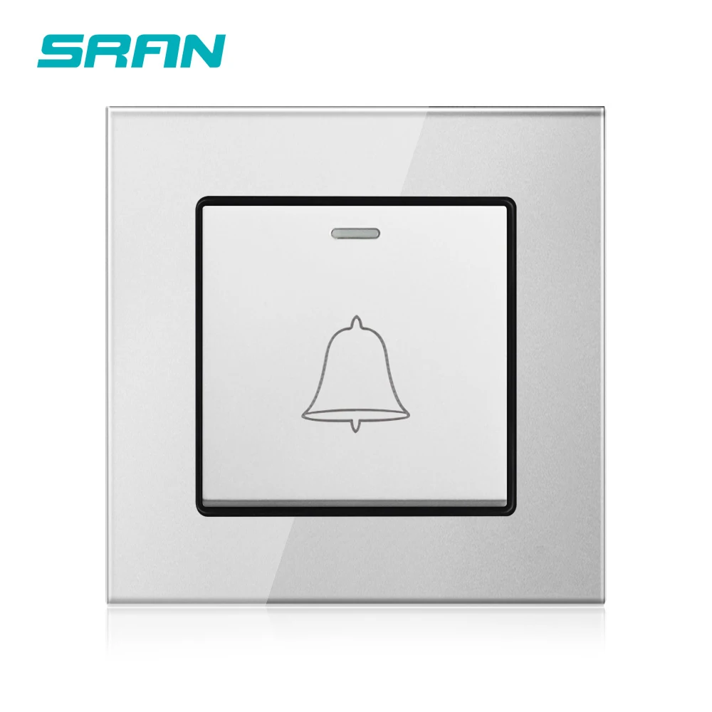 SRAN переключатель сброса дверного звонка затвор Хрустальное закаленное стекло