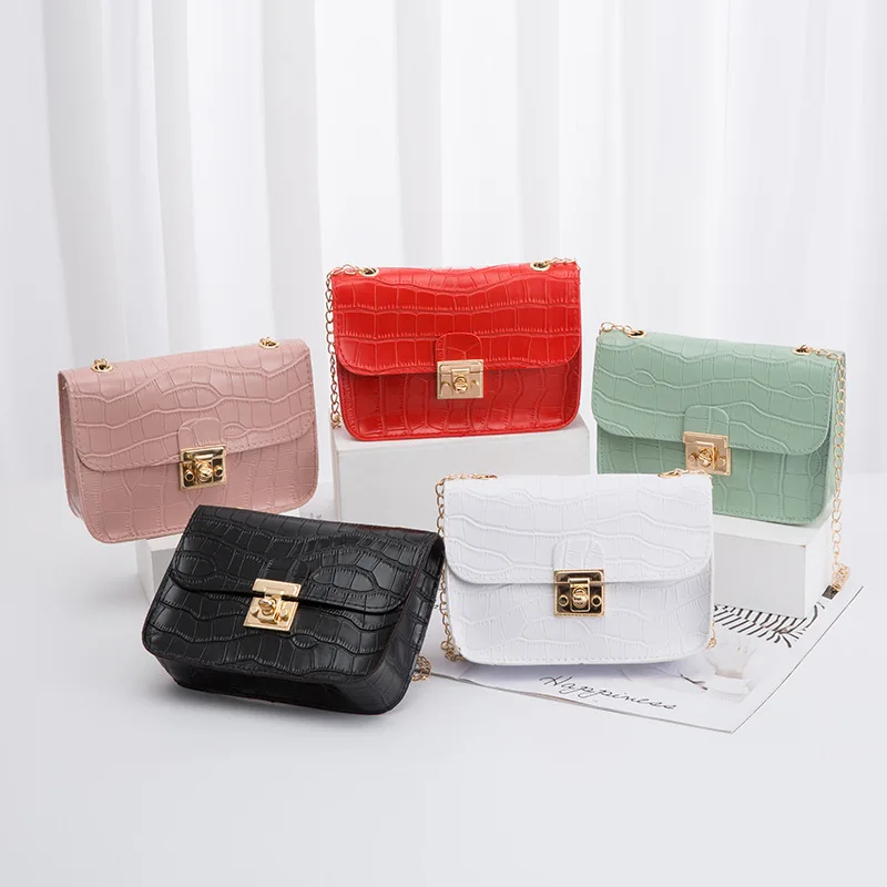 

Small Fresh Simple Leisure Small Square Bag Personality Versatile Stone Lock Single Shoulder Bag Chain Messenger Bag