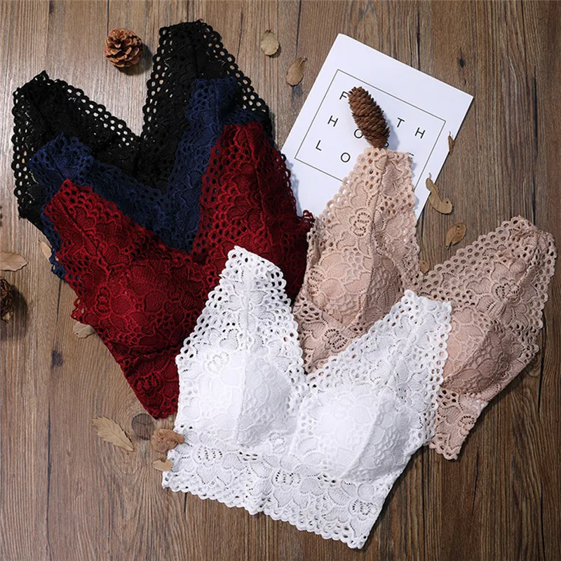 

New Fashion Ladies Big Size 3/4 Cup Lace Push Up Bra Black Bralette Deep V Women's Bras Underwear Lace Large Size Hot Selling