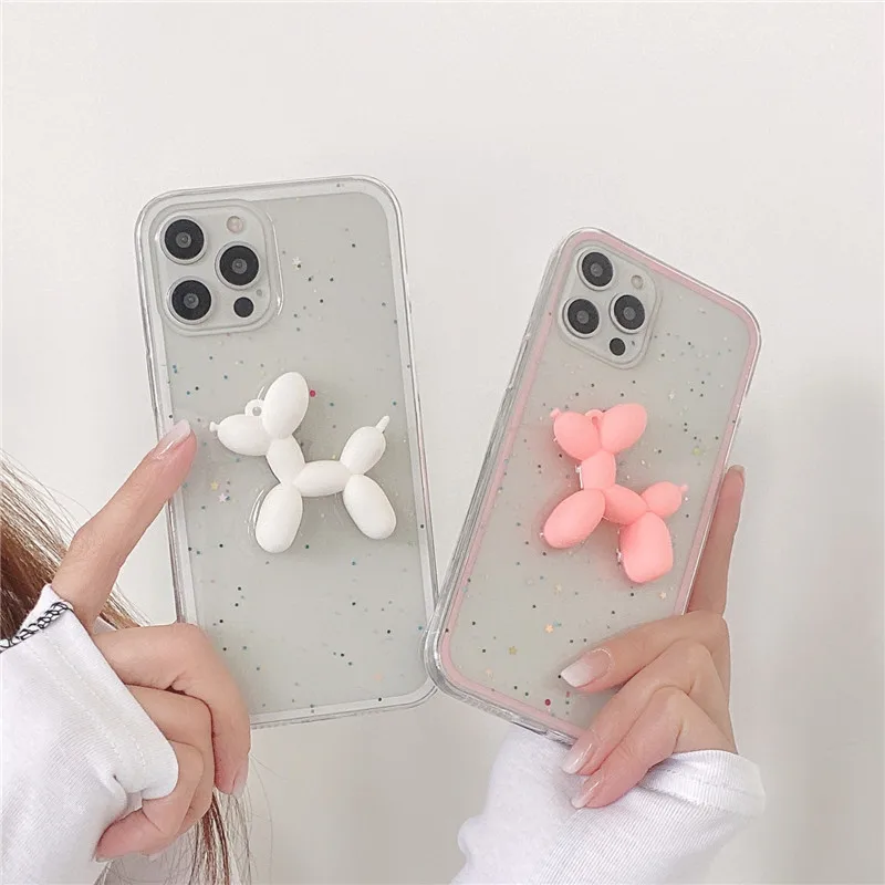 

INS Japan and Korea Cute Balloon Puppy Soft Silicone Phone Case for Iphone 11 Pro Max 12 Pro 7 8 Plus X XS Max XR Couples Cover