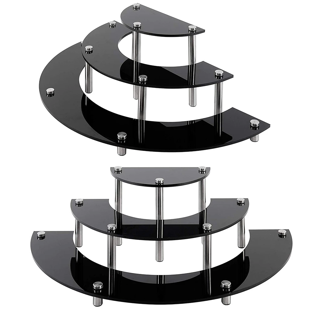 

3-Layer Semicircle Acrylic Jewelry Display Rack Cake Desktop Holder Tabletop Retail Display Stand TRYC889