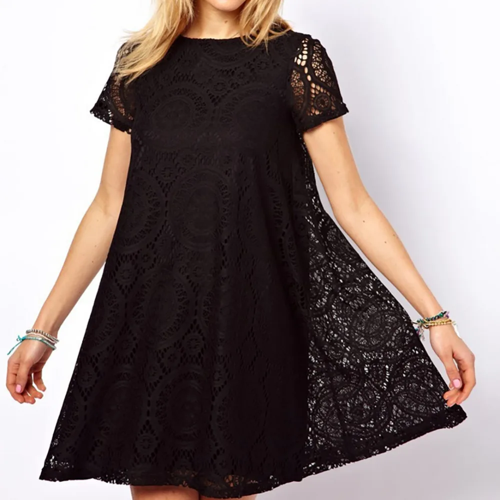 

Plus Size Lace Dress 2020 Women Casual Summer Mini Lace Dress Tassel Black White Sexy Party Dresses Vestidos S-4XL