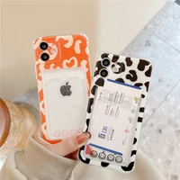 fashion leopard card holder phone case for iphone 13 11 12 pro max 6 7 8 plus xr x xs shell transparent shockproof back cover