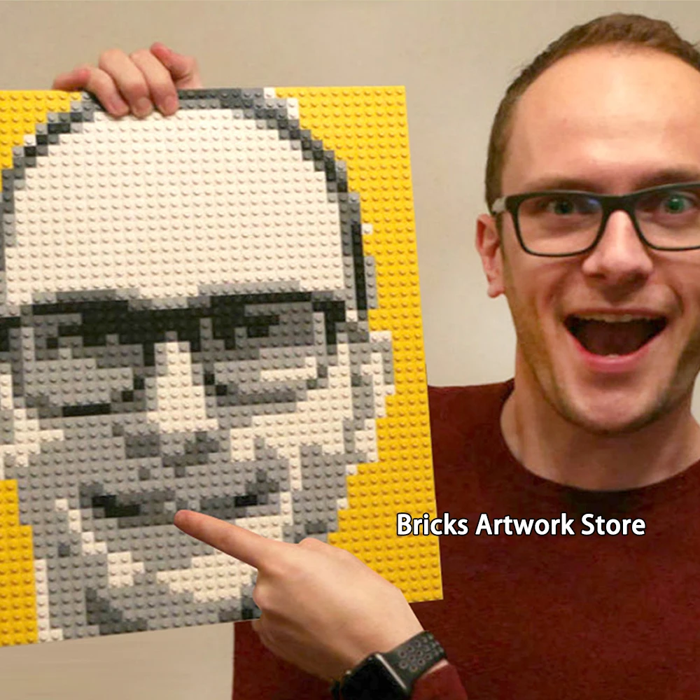 50x50 пикселей художественный MOC набор мозаичной живописи индивидуальный дизайн для вас, строительные блоки 40x40 см, креативный подарок