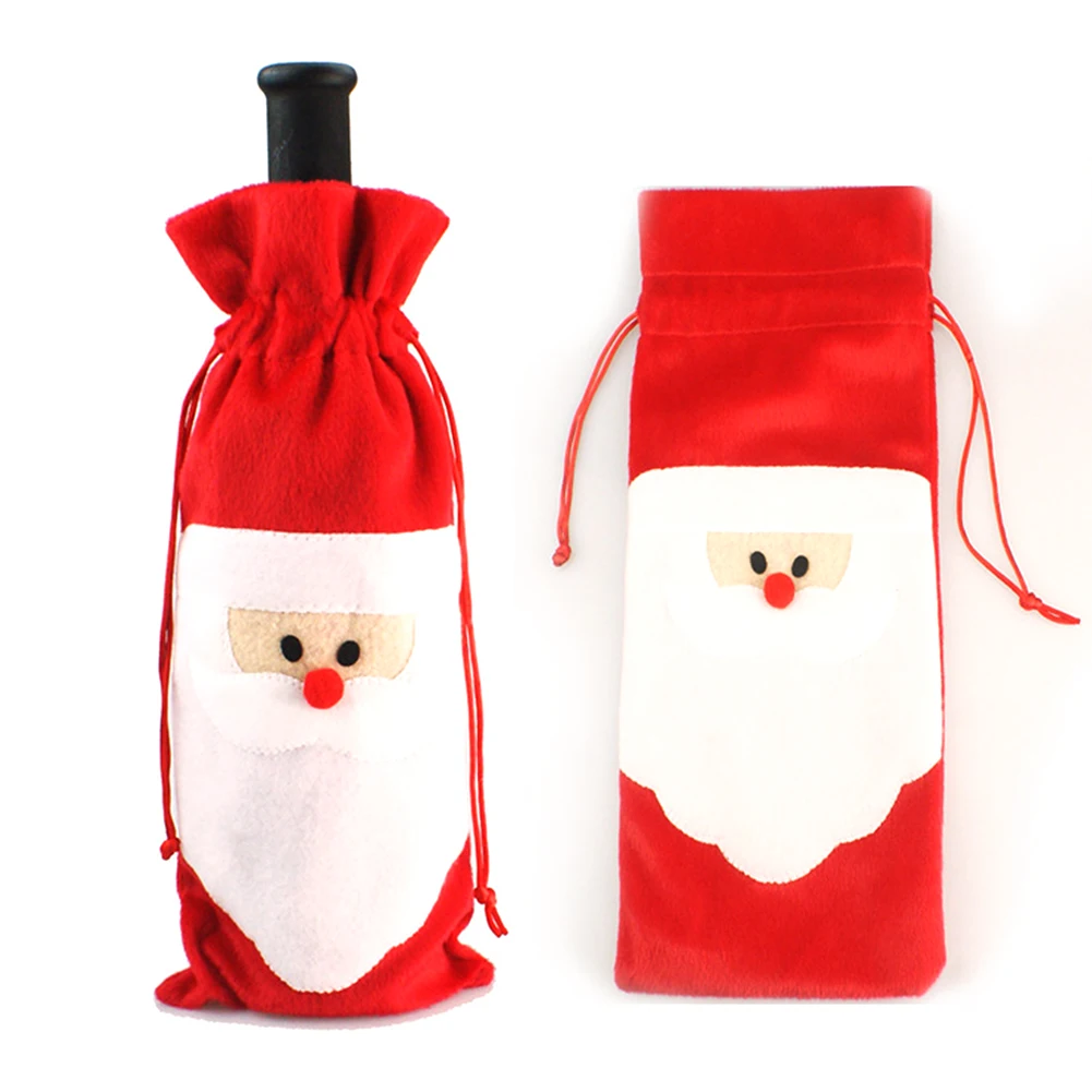 Рождественское красное вино бутылка пакет сумка с рождественским принтом