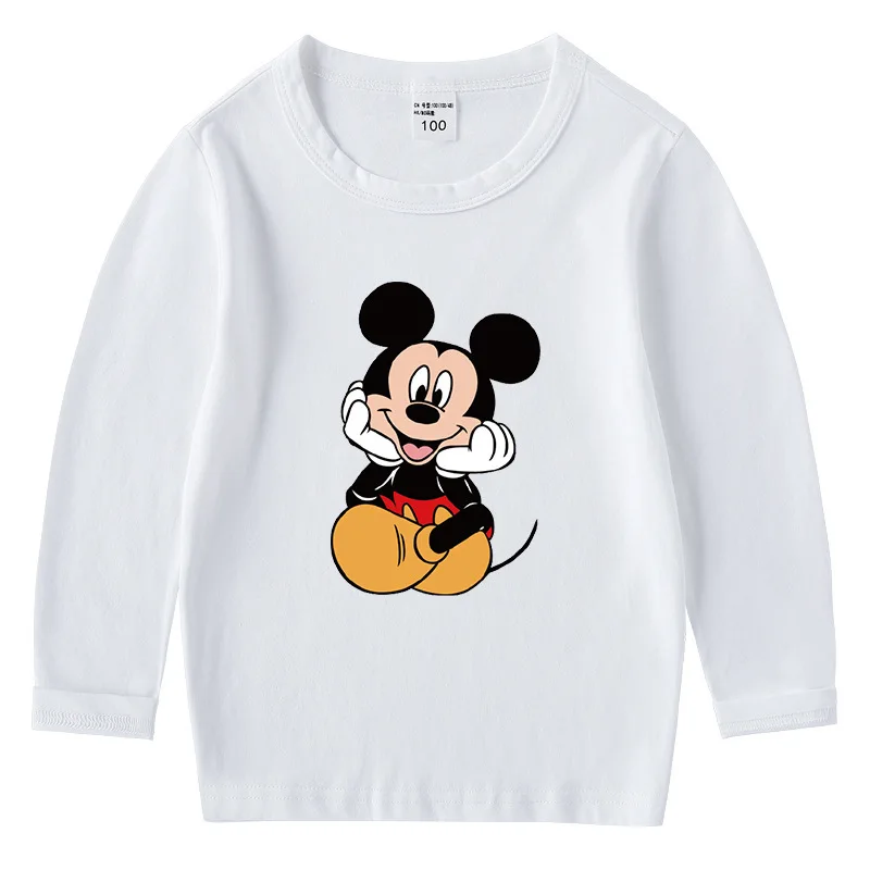 Детская Хлопковая футболка с длинными рукавами и изображением Микки Мауса | Мать